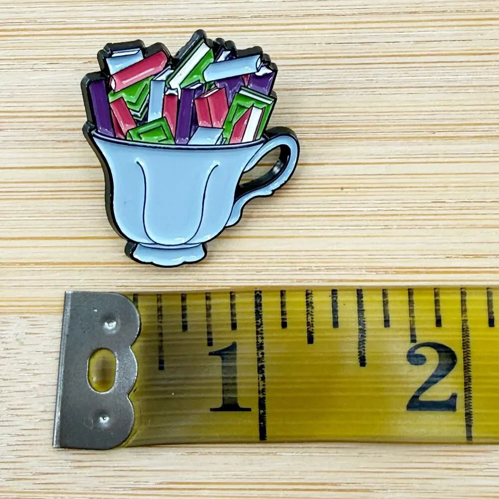 Teacup Filled With Books Soft Enamel Pin